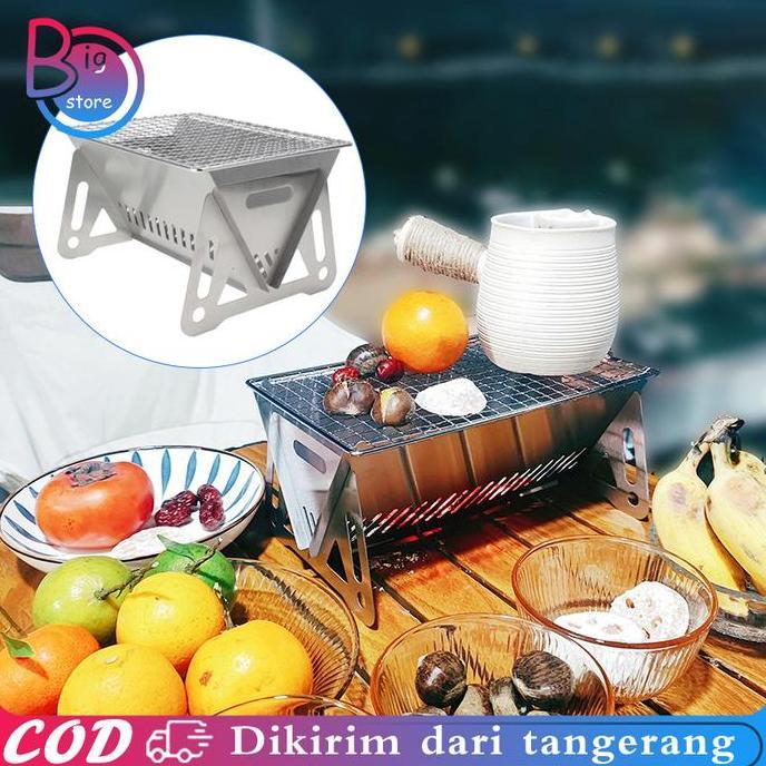 DISSORDE Pemanggang Camping Set Grill Pemanggang Portable Pemanggang Serbaguna Dirakit Lipat Bbq Gri