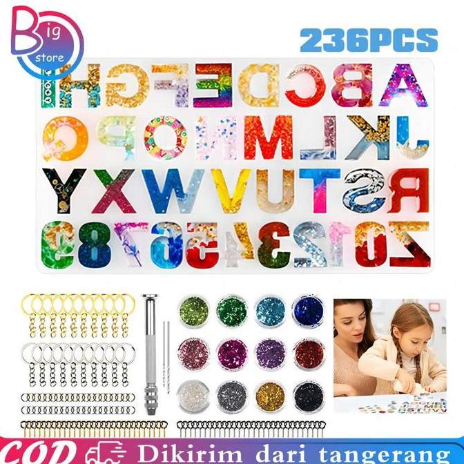 DISSORDE 236pcs Cetakan Resin Gantungan Kunci DIY Cetakan Resin Silikon Huruf Cetakan Resin Silikon 