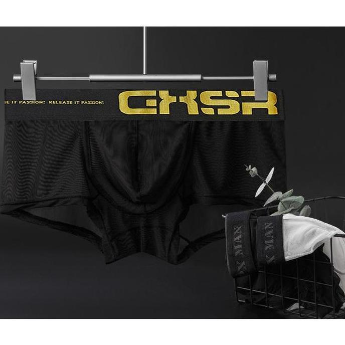 Veshje- Gtopx Boxer Pria Transparan Jaring Karet Boxer Berlubang