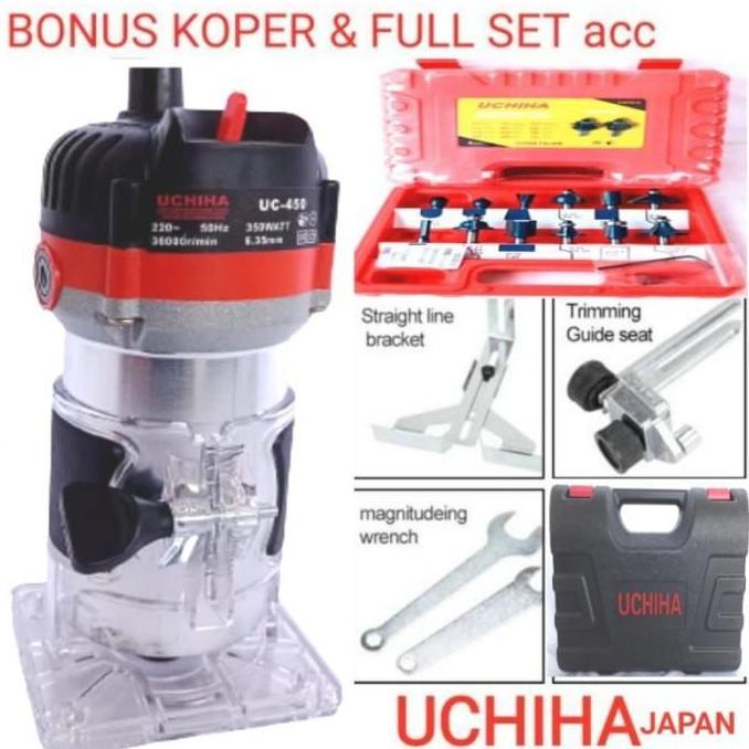 Mesin Profil Router Trimmer Kayu ukir 6mm uchiha trimer+1set mata ori
