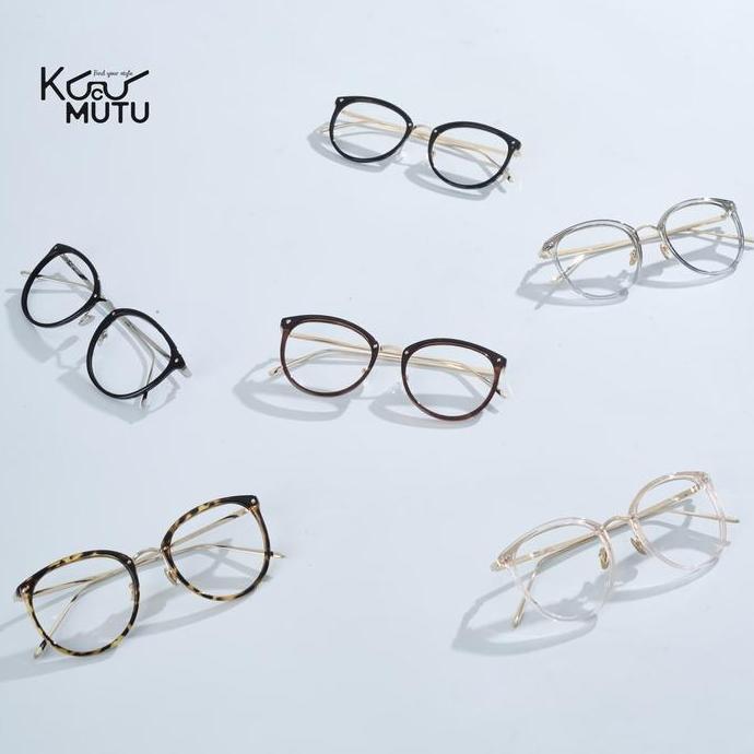 Kunura- (Beli 1 Gratis 1) Kucumutu. Frame Kacamata Nicki Oval Bulat Besar Titanium Wanita Anti Radia