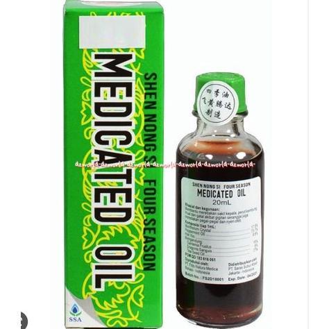 Medicated Oil 20ml Shen Nong Si Four Season Minyak Angin China Shensi 20 ml Minyak Gosok Urut Nyeri 