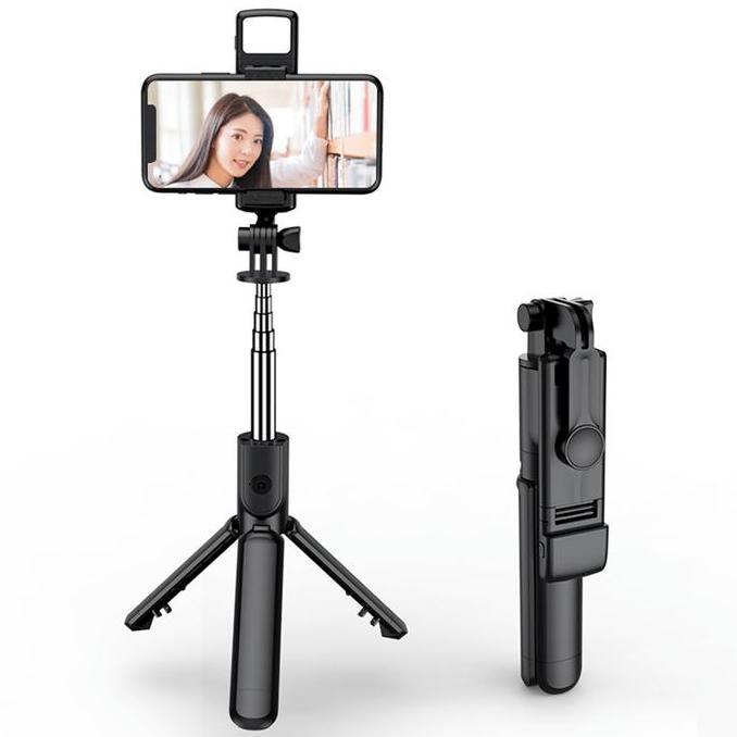 Tongsis Bluetooth LED Flash Portable Selfie+Tripod HP+Remote Control 4