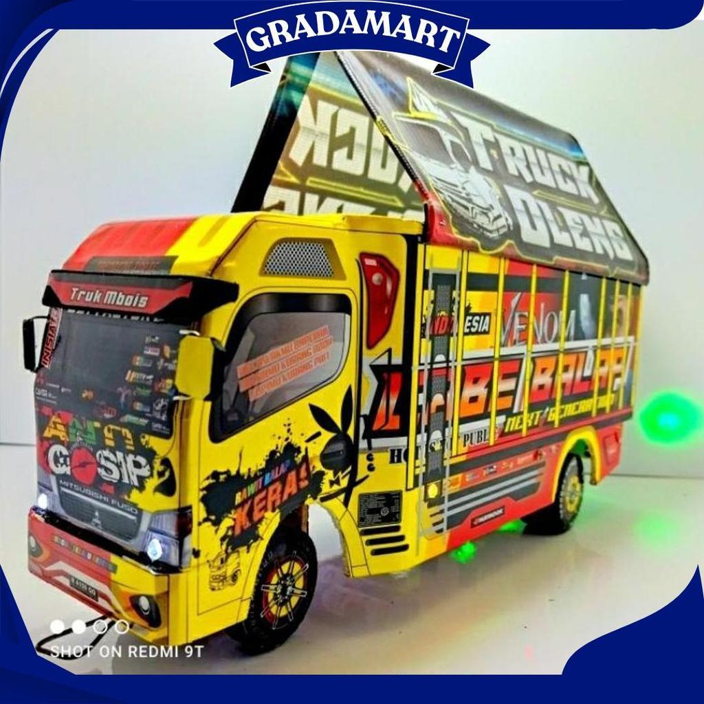 Truk Oleng Miniatur Triplek LED Aman Anak ZH TERBARU