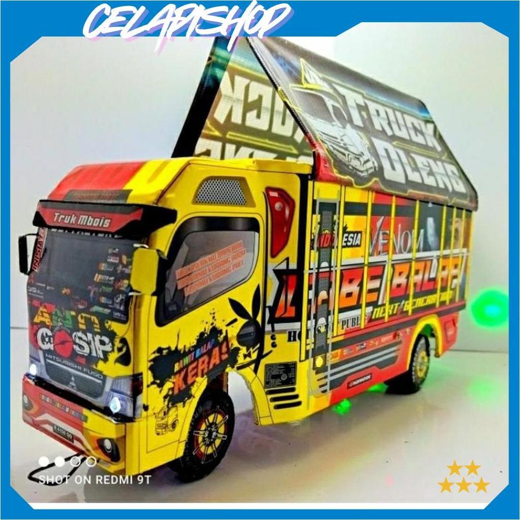 Truk Oleng Miniatur Triplek LED Aman Anak ZH ORI
