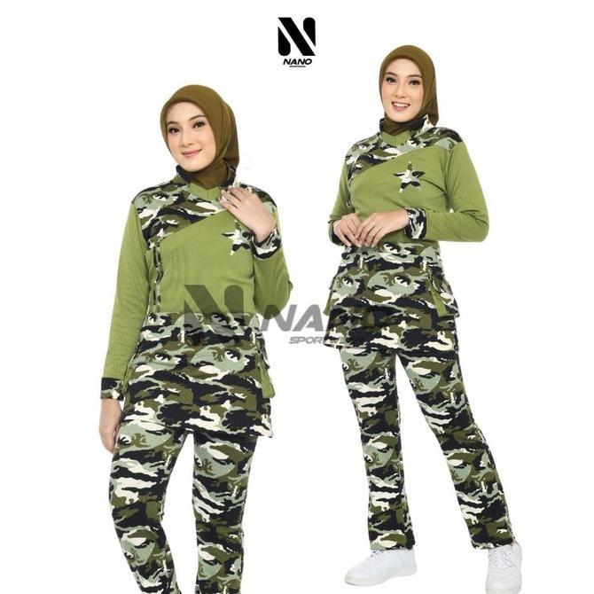 Vorgez- Nano Sportswear Baju Senam Muslim / Baju Olahraga Bintang Loreng / Baju Senam Wanita / Baju 