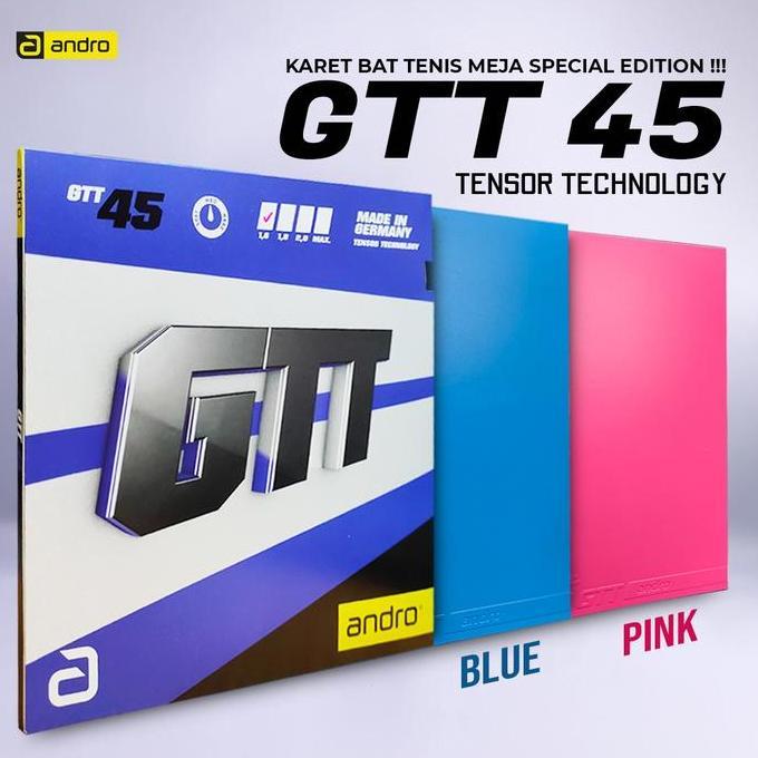 HARGA DISC - Karet Bat Tenis Meja Pingpong Andro GTT 45 Blue Tensor Technology