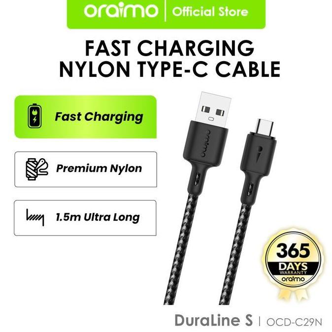 Oraimo Data Cable Fast Charging 5V 2.1A Kabel 1.5M OCD-C29N/M29N