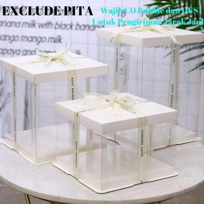 CAKE BOX MIKA TRANSPARAN KOTAK KUE MIKA GIFT BOX KEKINIAN ALL SIZE