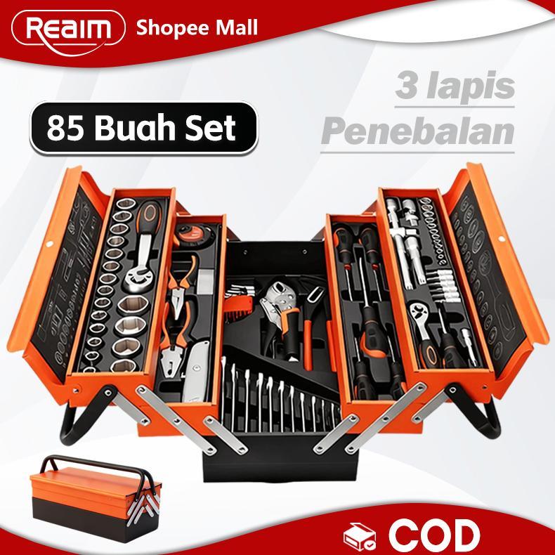 Reaim Tool Kit 85 Pcs Tool Box Perkakas Kunci Sok Set Set Lengkap Tool Box Kunci Shock Set