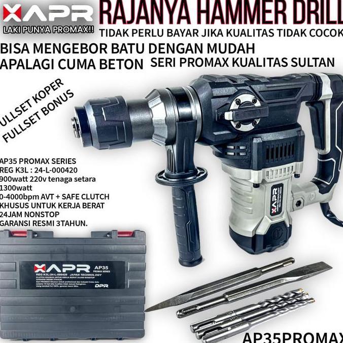Promo Bor Rotary Apr Japan A35 Pro Max Hammer Drill Mesin Bobok Beton Tembok Bor Inpack  Jld Impact 