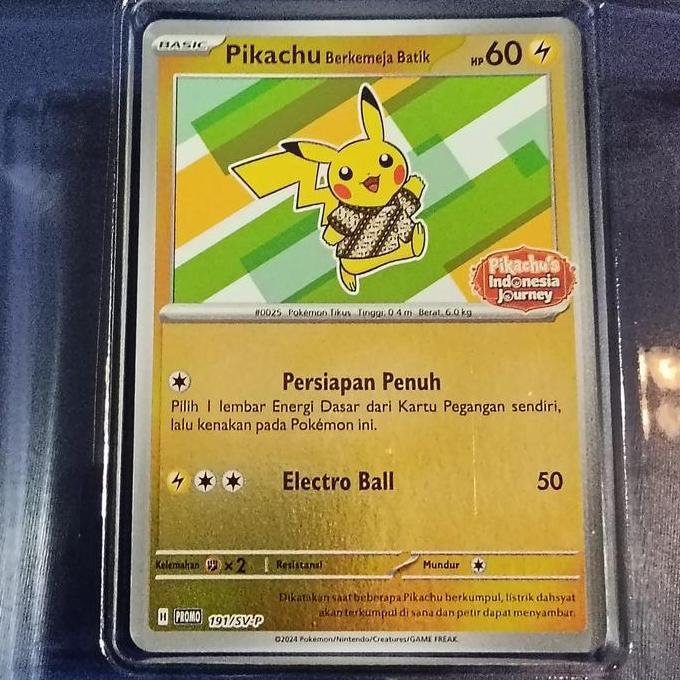 Terlaris Pikachu Berkemeja Batik 191/Sv-P Pokemon Tcg Indonesia Holo Foil