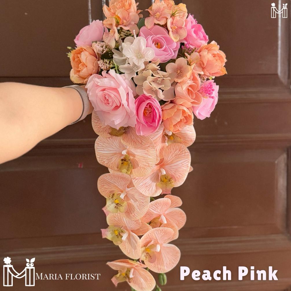 Wedding Handbouquet Juntai Casade Buket Bunga Pernikahan Artificial - Buket Pengantin Anggrek - Buke