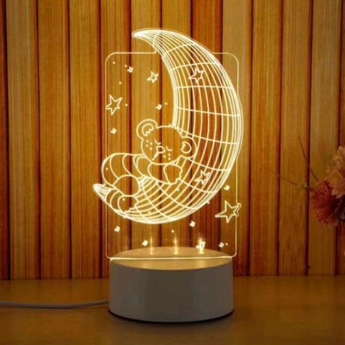 LAMPU HIAS LED MOTIF 3D TRANSPARAN / LAMPU TIDUR LED 3D TRANSPARAN