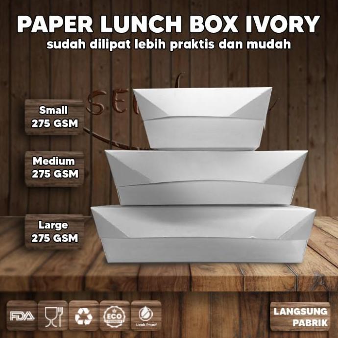 KOTAK LUNCH BOX PAPER PUTIH | PAPER LUNCH BOX IVORY TEBAL