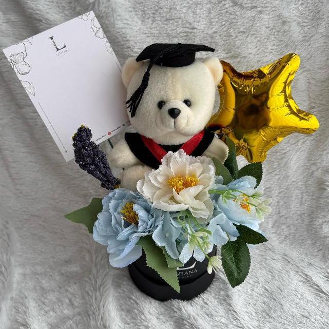 [READY - URGENT ORDER] | ARTIFICIAL FLOWER BLOOM BOX INCLUDE BONEKA DAN BALON | FLOWER BOX WISUDA | 