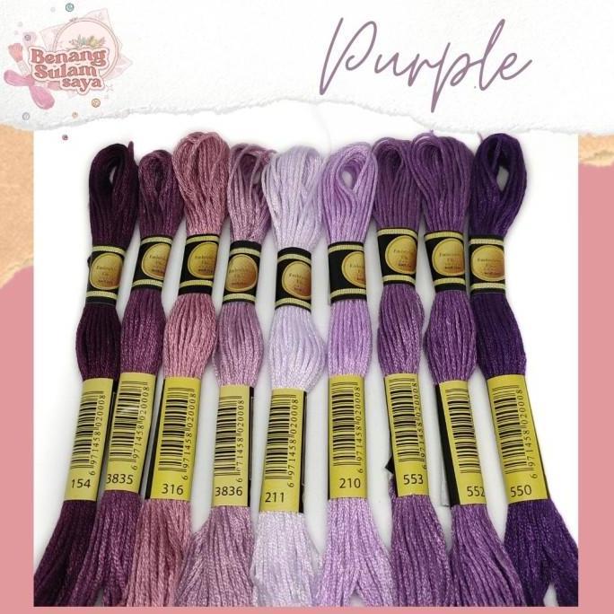 Benang Sulam / Kristik CXC Import (kode DMC) | Seri Warna PURPLE