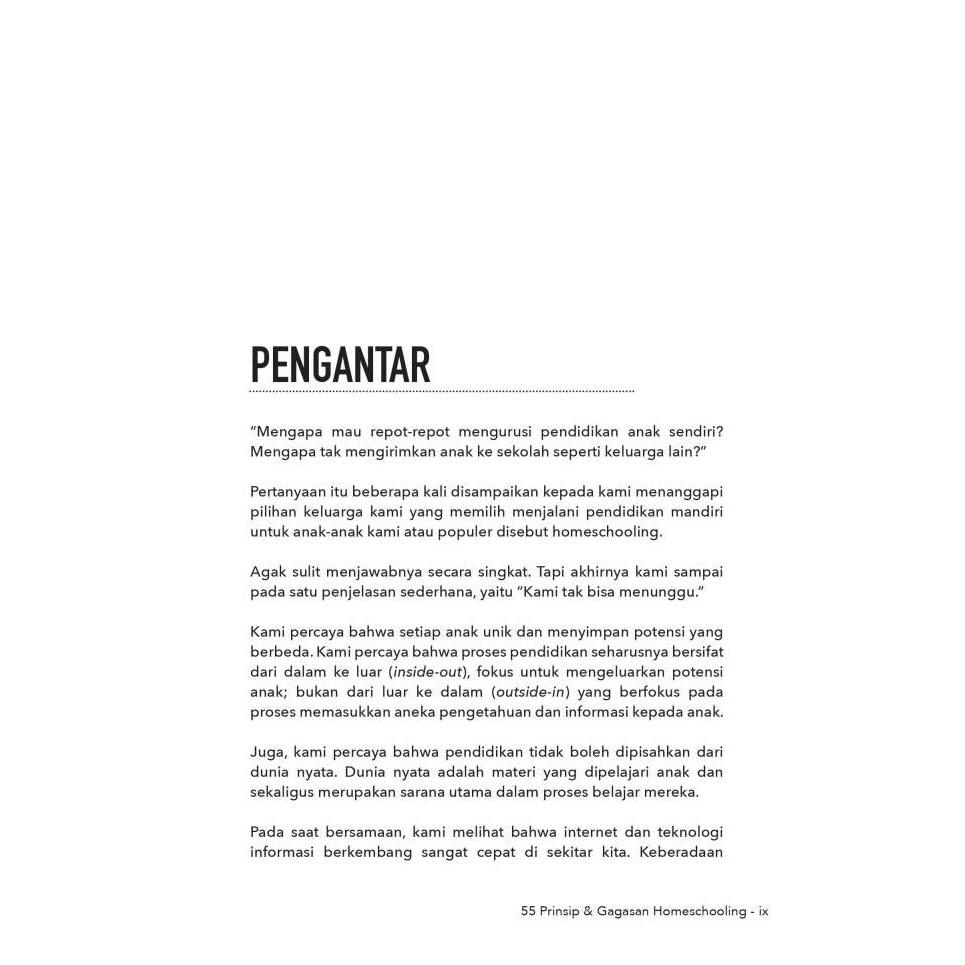 Buku 55 Prinsip dan Gagasan Homeschooling