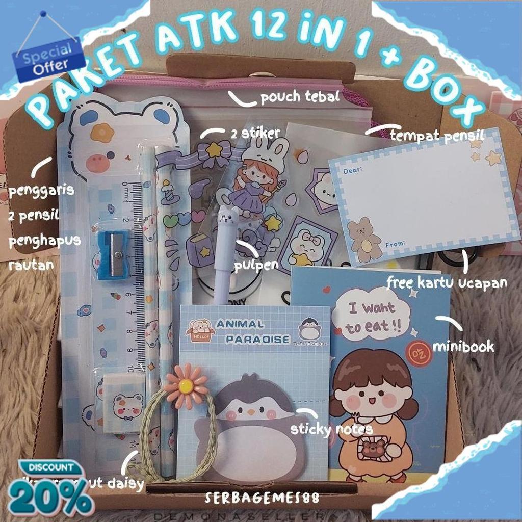 Cuci Gudang Serbagemes88 - Alat Tulis Set 12 In 1 Lengkap / Stationery Untuk  Perlengkapan Alat Tuli