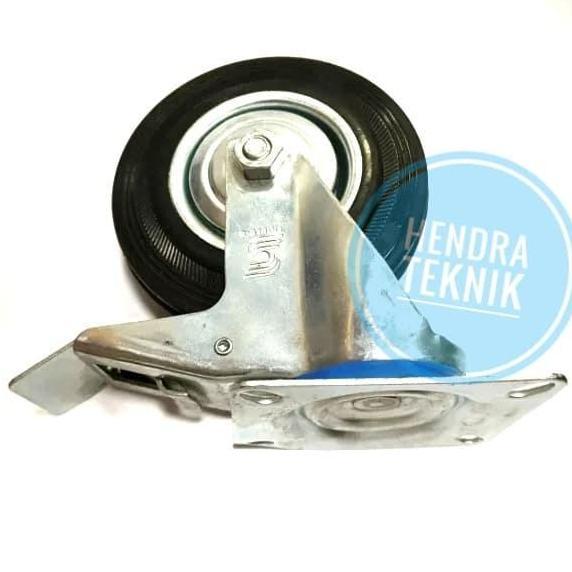 RODA KARET REM HIDUP 5" RODA TROLI 5 INCI RODA HIDUP REM 5 INCH 125MM