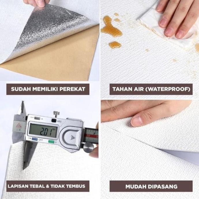 WALLPAPER LINEN ROLL ALUMINIUM FOIL WALLPAPER DINDING FOAM 50x300CM