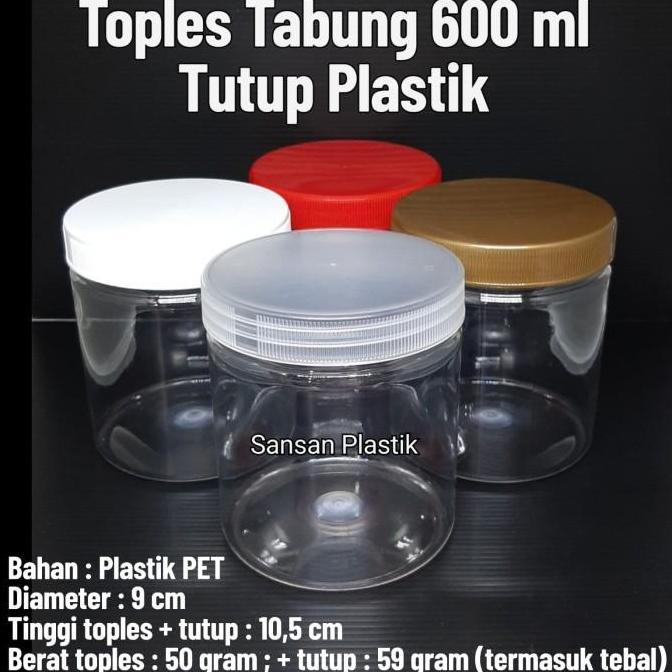 Toples Plastik 600ml /Toples tabung 600 ml