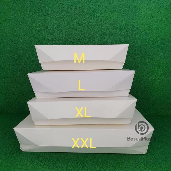 Paper LunchBox L Polos Food Grade Laminated, Box Nasi Kertas, Dus Nasi