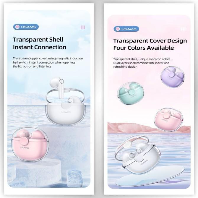 USAMS BU12 TWS Transparent Unique Macaron Earphone Bluetooth 5.1