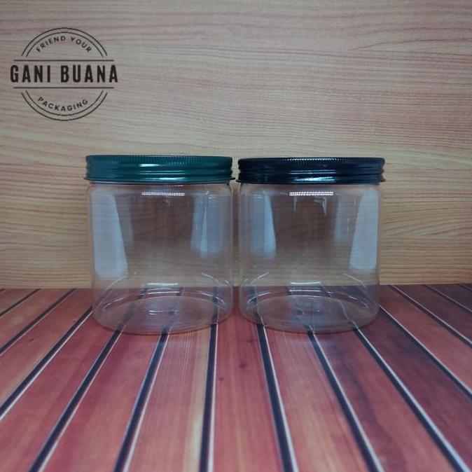 TOPLES TABUNG/JAR 600ML TUTUP ALMUNIUM HITAM/HIJAU TUA
