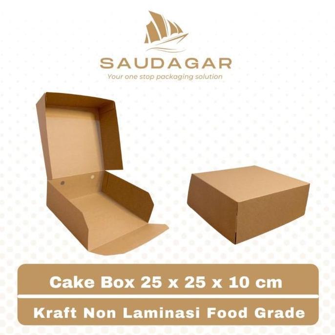 Box Kotak Kue Ukuran 25x25x10 Bahan Kraft Tebal / Cake box