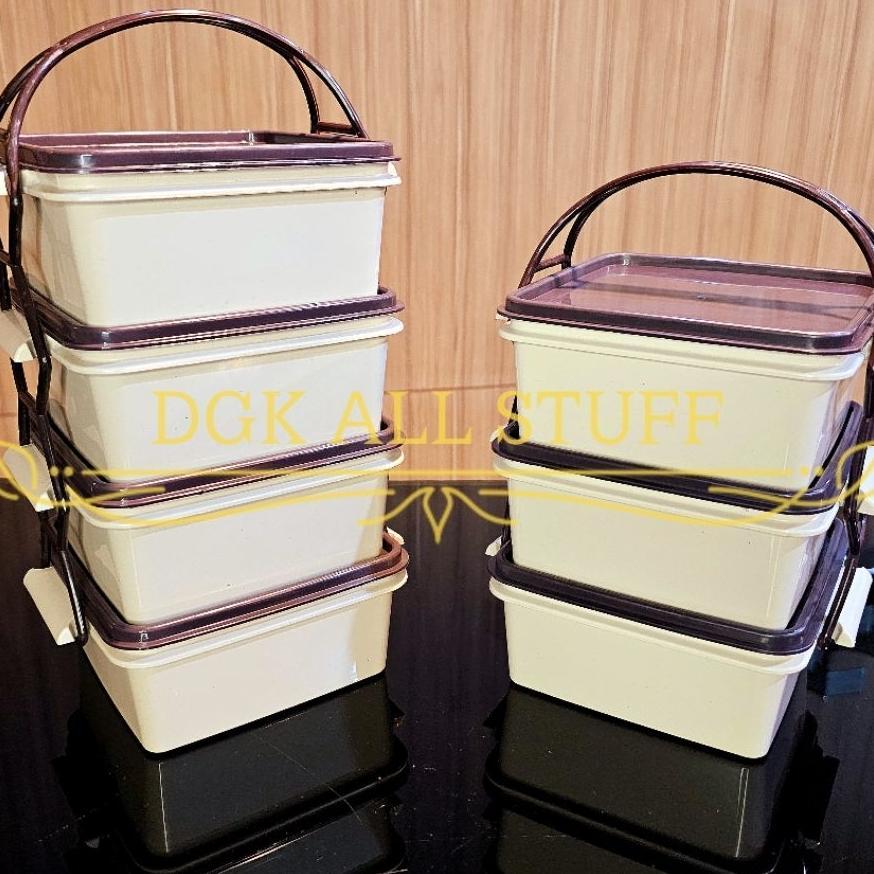 Rantang Segi Persegi Petak Tempat Kotak Makan Bekal Bontot Anak Kerja Katering Prasmanan Piknik Haja