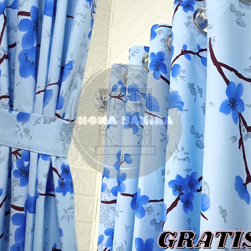 Gorden Sakura Jendela Pintu Minimalis Tirai Model Smokering Murah