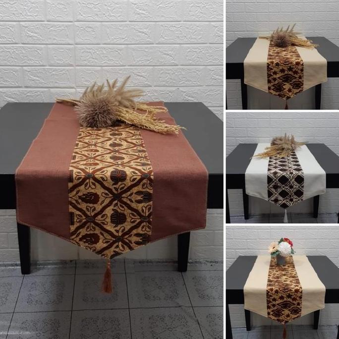 "ZIRA" Taplak Meja panjang Batik, Taplak Meja Dua Lapis Tenun Batik