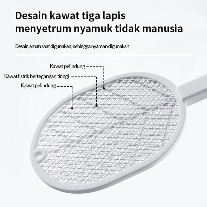 Clxs- Raket Nyamuk 3 In 1 Mosquito Killer Hrdwp01Wt Putih Baterai Listrik Kabel