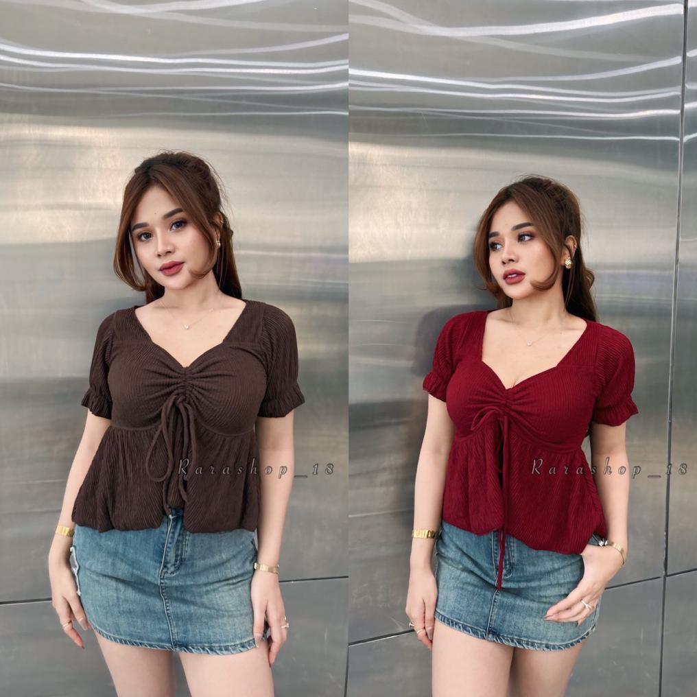 Atasan Wanita Merly Knip Tali Depan //Atasan Wanita