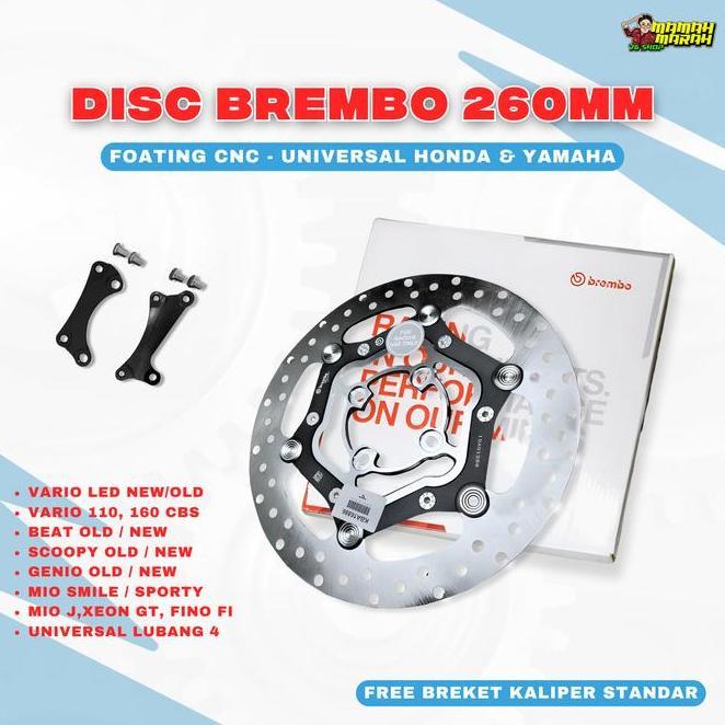 Rem Piringan Disk Cakram Brembo Floating Cnc Diameter 260Mm Vario Beat Mio Lubang 4 Bracket Disc Mot