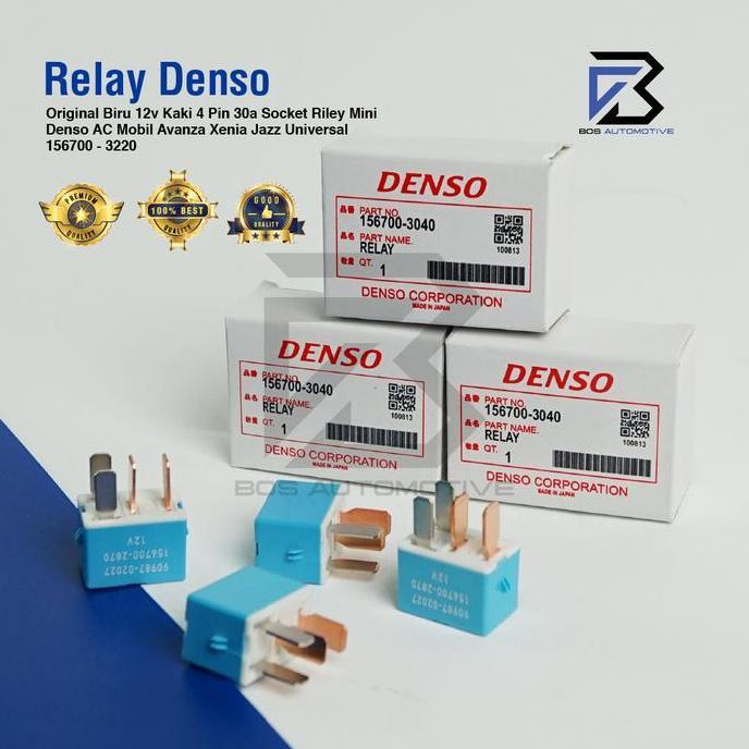 Relay Denso Original Biru 12V Kaki 4 Pin 30A Socket Riley Mini Denso Ac Mobil Avanza Xenia Jazz Univ