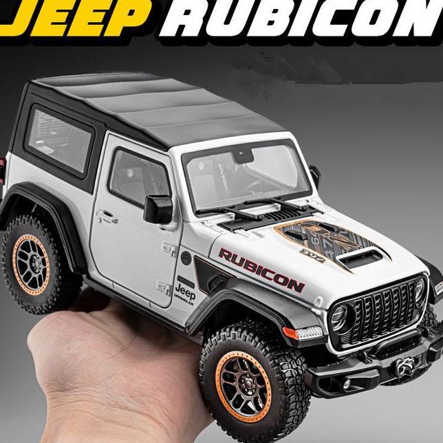 118 Jeep Wrangler Rubicon Diecast Offroad Miniature Mobil Koleksi Hobi Pajangan Hadiah Suara Lampu B