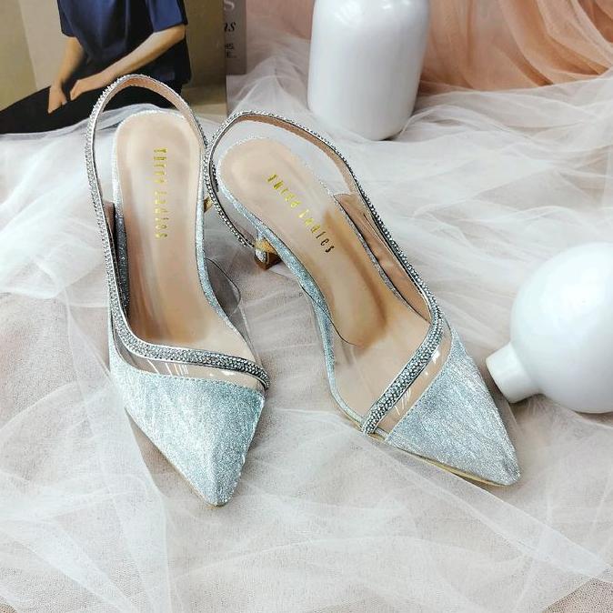 CORA heels 7CM sendal pesta wanita gliter premium wedding heels HI