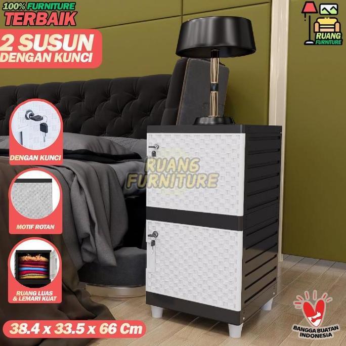 COD Lemari Plastik 1 Pintu Susun 2 Kunci Kingdom Slap Lemari Pakaian Minimalis Lemari Pintu Tahan La