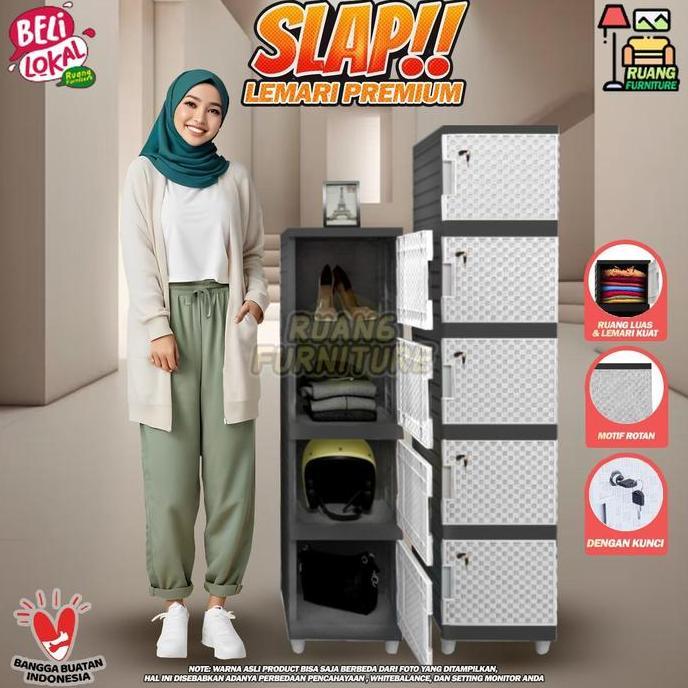 COD Lemari Plastik 1 Pintu Susun 3 Kunci Kingdom Slap Lemari Pakaian Minimalis Lemari Pintu Swing hi