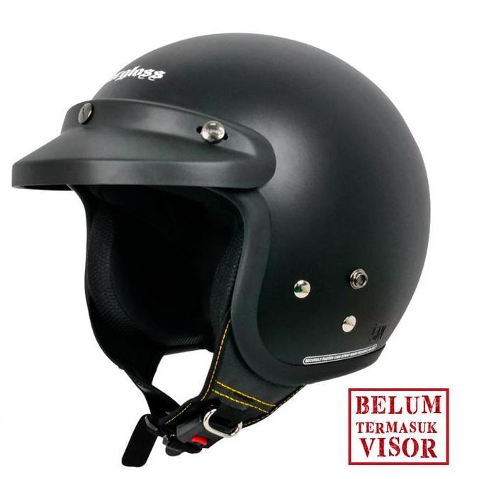 Helm Cargloss Original CFM Retro Army Half Face - Black Doff accessories motor motorcycle