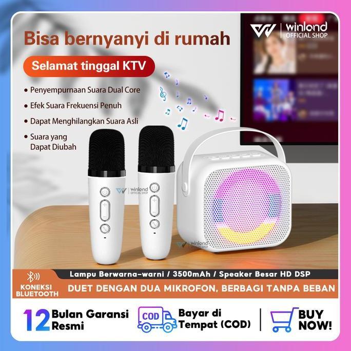 BKL Winland (COD) Speaker Bluetooth 2Mic 1 set Speaker karaoke Cute Wireless speaker bluetooth bass