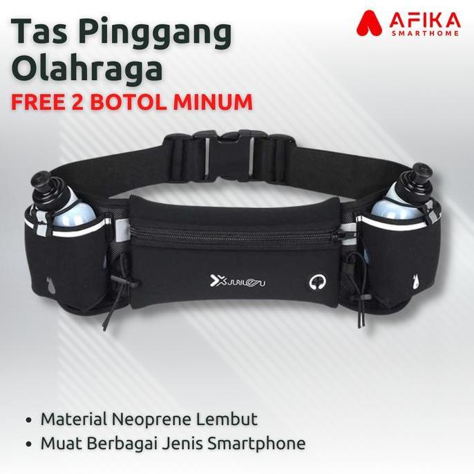 JANST Tas Pinggang Olahraga Pria Wanita Gratis 2 Botol Minum