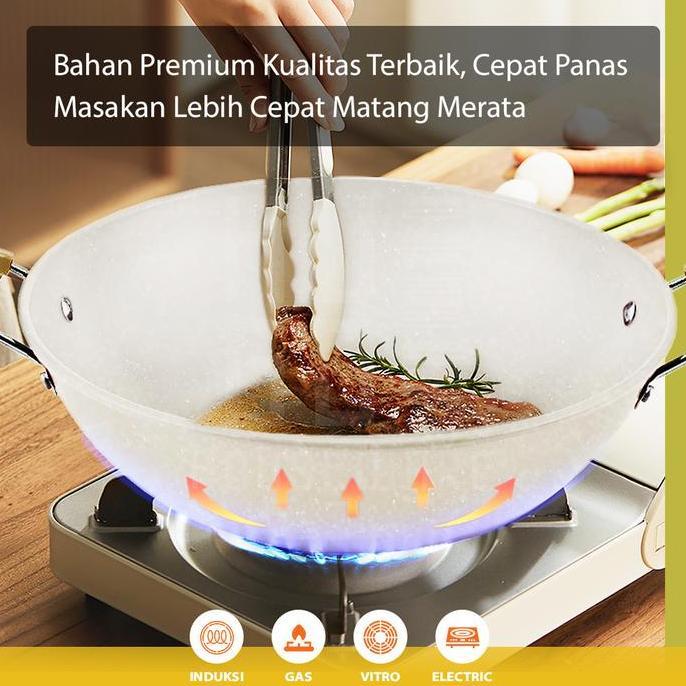 SEDANG HUGO Wajan Kuali Anti Lengket Wajan Penggorengan Tebal Wokpan Serbaguna Premium Quality