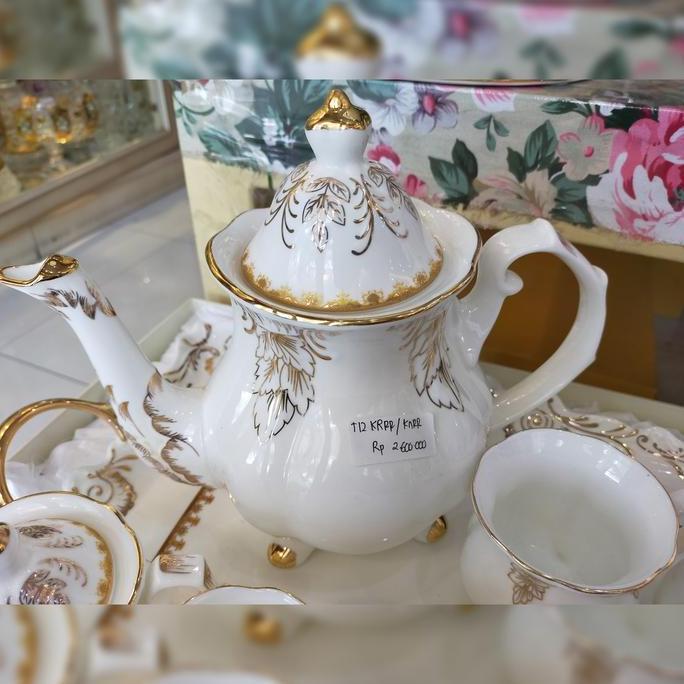 tea set keramik + nampan / tea set antik / tea set mewah LJ