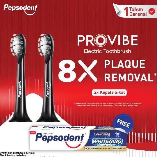 [FREE Pepsodent Whitening 190gr] Pepsodent Provibe Electric Toothbrush Starter Kit Refill HM