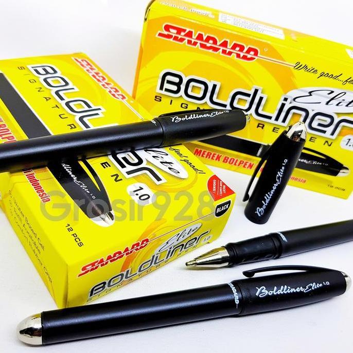 (Per 12) Pen / Pulpen Gel 1.0 Standard Bold Liner ELITE Black LA
