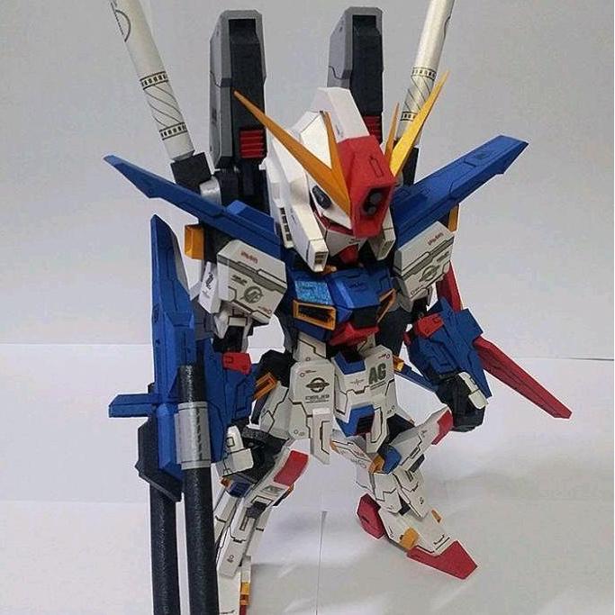 (Kertas Lipat) DIY Papercraft Pola Gundam SD MSZ-010 ZZ Gundam Jasmine Paper