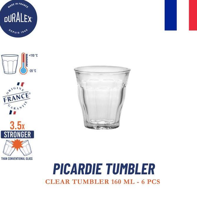 Duralex Gelas Kopi Picardie 160 ml -Set of 6